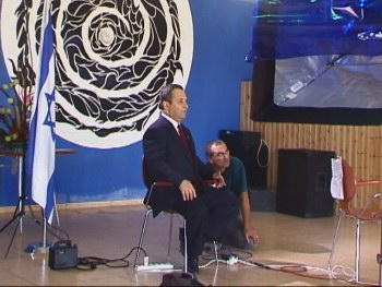 Israeli PM Ehud Barak on Meet the Press, October 8, 2000 Chaim Levy hold mike, Hanson R. Hosein