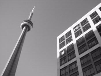CN Tower and CBC Building Black & White, September 2001, Hanson R. Hosein